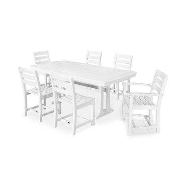 POLYWOOD La Casa Cafe 7 Piece Rectangular Dining Set - White